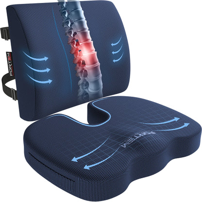 Memory Foam Seat Cushion with Lumbar Support Coccyx Tailbone Sciatica Pain Relief Office Car Support