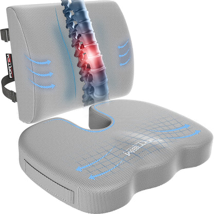Memory Foam Seat Cushion with Lumbar Support Coccyx Tailbone Sciatica Pain Relief Office Car Support