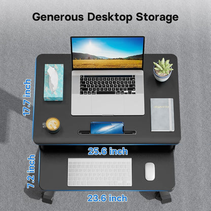 Mobile Standing Desk with Keyboard Tray Rolling Computer Workstation Podium Adjustable Height