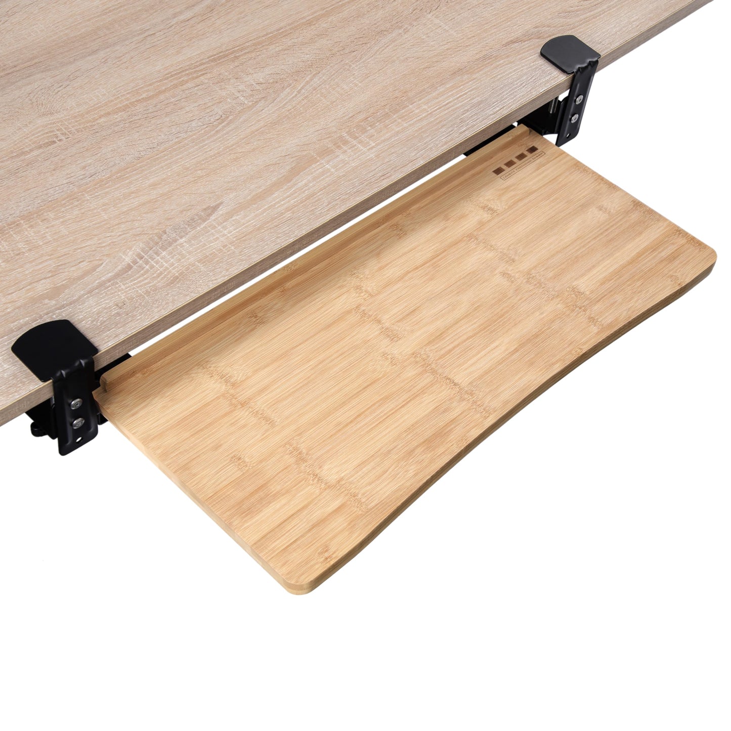 Under Desk Bamboo Keyboard Tray with Wrist Rest Slide Out Keyboard Drawer Mouse Pad Ergonomic Desk Organizer