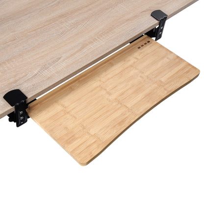 Under Desk Bamboo Keyboard Tray with Wrist Rest Slide Out Keyboard Drawer Mouse Pad Ergonomic Desk Organizer