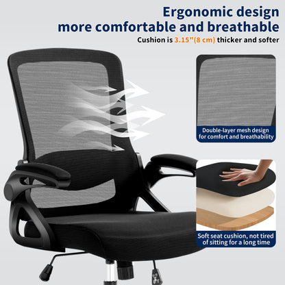 Ergonomic Mesh Office Chair with Adjustable Lumbar Support and Flip-Up Arms Executive Task Chair